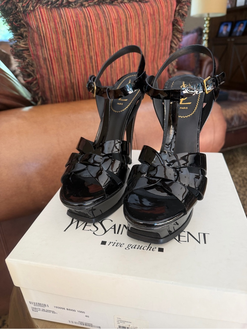 Yves Saint Laurent Black Tribute 105 Sandal size 40